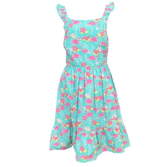 Gymboree Flamingo Ruffle Dress Tropical Dress in Women's Size Medium - Picture 2 of 9